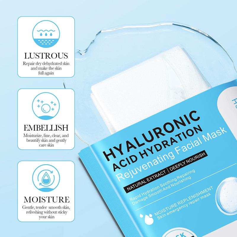 12pcs BIOAQUA Hyaluronic Acid Face Mask Skincare Moisturizing Anti Acne Anti-wrinkle Facial Masks Face Sheet Mask Skin Care