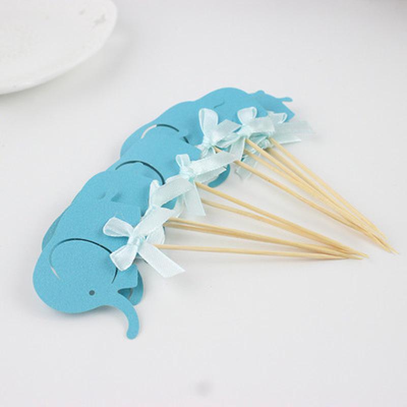 10PCS Cartoon Elephant Cupcake Picks Cake Toppers for Kids Birthday Party Decoration
