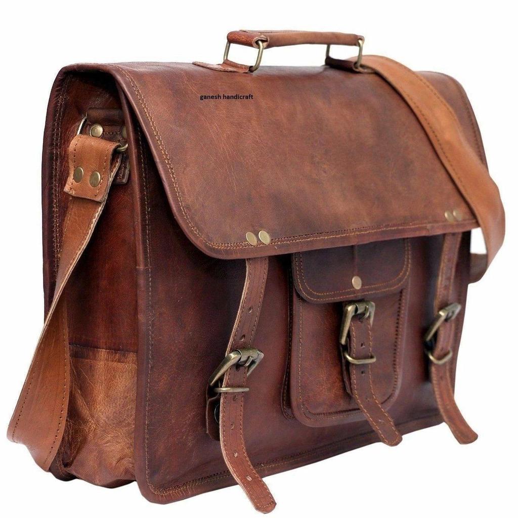 Bag Leather Laptop Messenger Vintage Men's Briefcase Genuine Shoulder