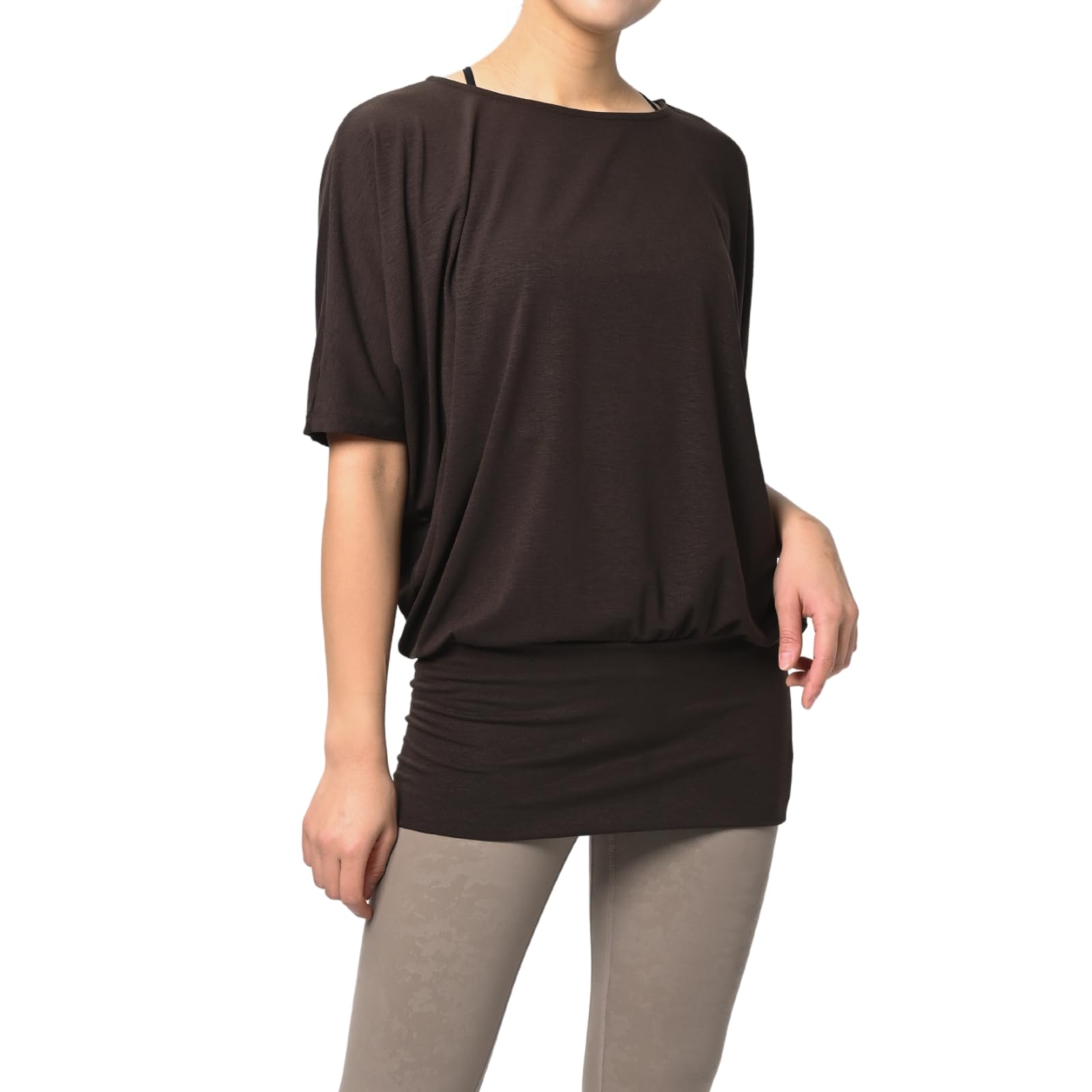 

Machikaada Yoga Long Stylish and Cute for Yoga and Fitness Dark Women s Top, Flattering, Length, (Size L, Brown)