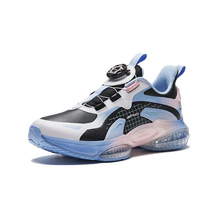 Anta Kids UFO 5.0 Leather Non-Slip Wear-Resistant Low-Top Running Shoes Kids Running Shoes Black White Blue 322335588N-3