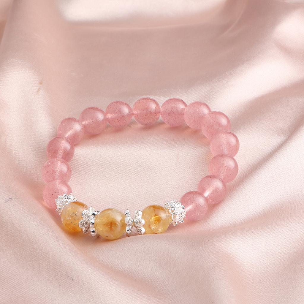 Bracelet Strawberry Crystal Huangta Crystal Double Pin Crystal Bracelet Versatile Fashion Fresh and Sweet Douyin Explosion
