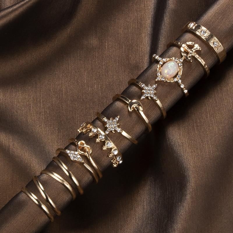 Matching Rings For Women Anillos Mujer Gold Ring Set Bagues Anillo Bohemian Jewellery Slytherin Accessories Couple Gift Sygnety