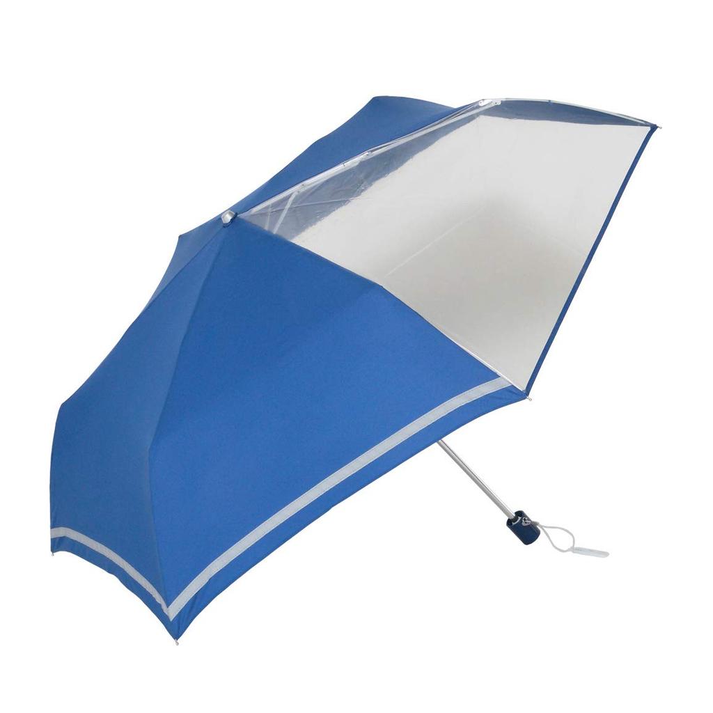 Folding 55cm x 6 Mini Umbrella with Front Easy to Open and with Transparent Girls Children's Umbrella, ribs, View, Close, Window, Kids, Boys,