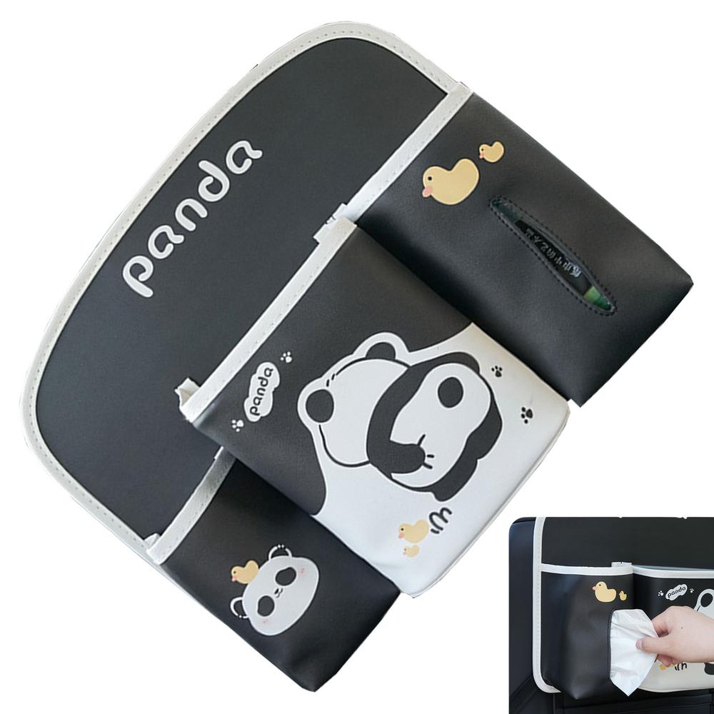 Car Seat Storage Bag Panda Pattern PU Leather Back Of Seat Car Bag Back Of Seat Car Organizer Back Seat Organizers And Storage