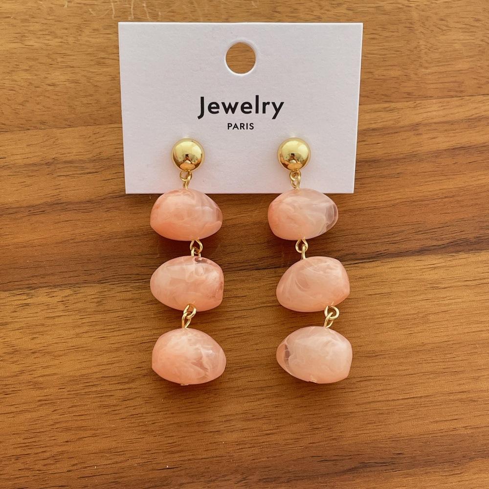 Gradient Resin Geometric Earrings Irregular Oval Fashion Jewelry