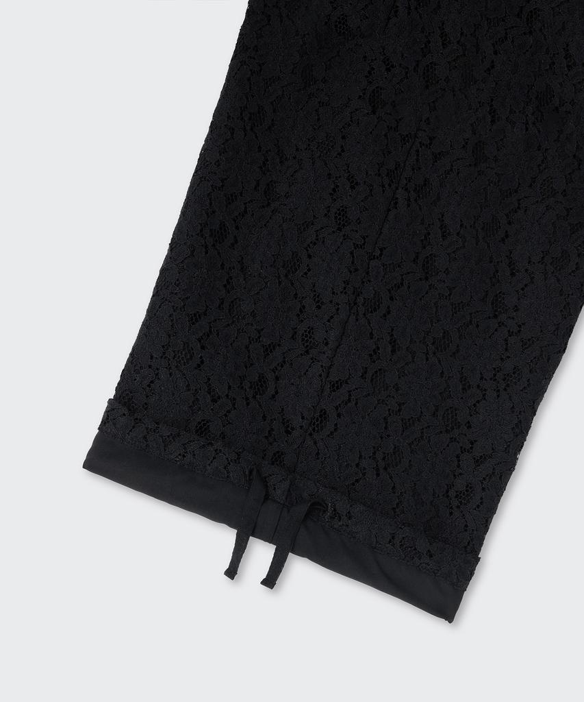 MUSINSA STANDARD WOMAN Women'S Floral Lace Wide Cargo Elastic Pants [Black]