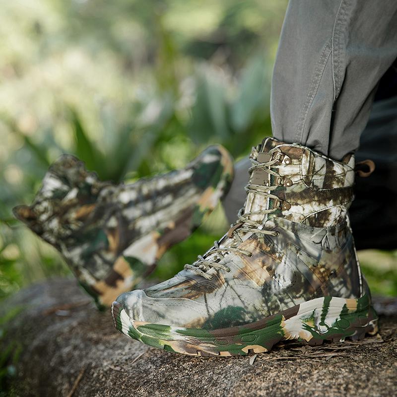 Herren Wüstenstiefel Herren Casual Outdoor Hohe Kampfstiefel Übergröße Camouflage Dschungel Cross-Country Wanderschuhe