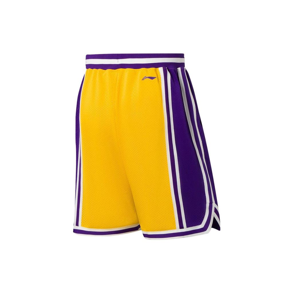 Li Ning Sports Basketball Series SS22 Color Block Letter Print Logo Basketball Shorts Men Shorts Yellow AAPS267-1