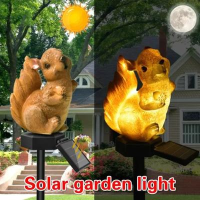 1 paquete de luz LED solar para exteriores, luz de ardilla, impermeable, para jardín, paisaje, forma de ardilla, luz decorativa para jardín y patio