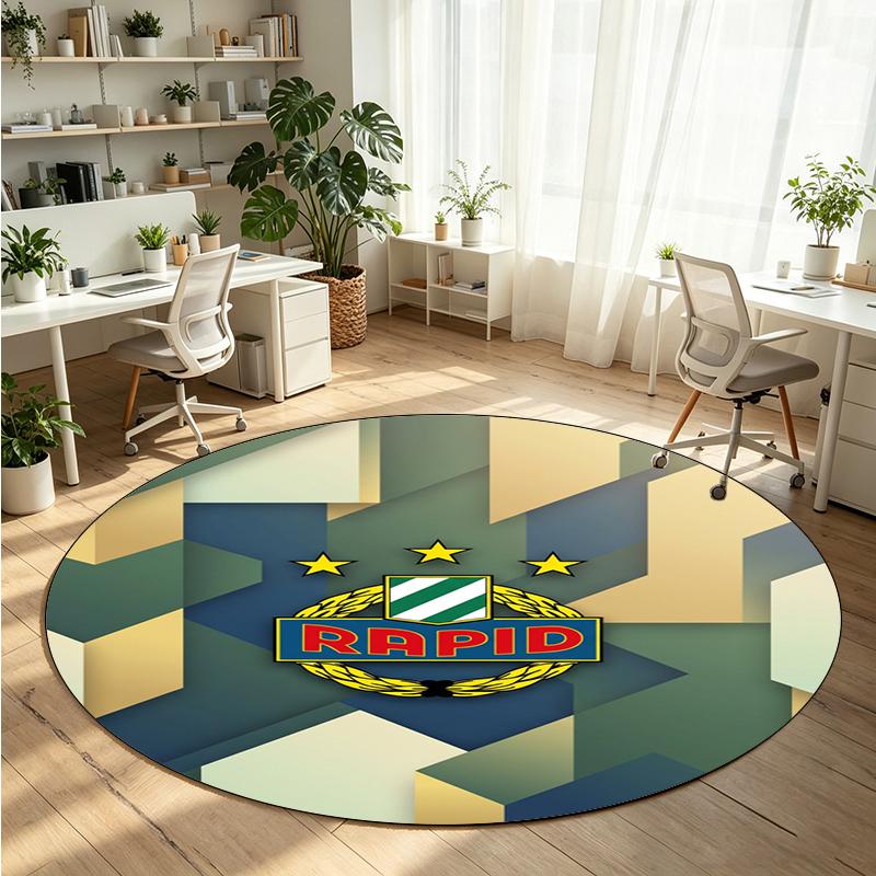 Rapid Wien FC Printed Round Crystal Velvet Rug Soft Non Slip Floor Carpet For Bedroom Holiday Gift