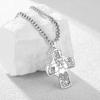 Christian Holy Spirit Cross Necklace for Men Women Engraved Religious Icon Pendant Amulet Jewelry Catholic Protection Gifts