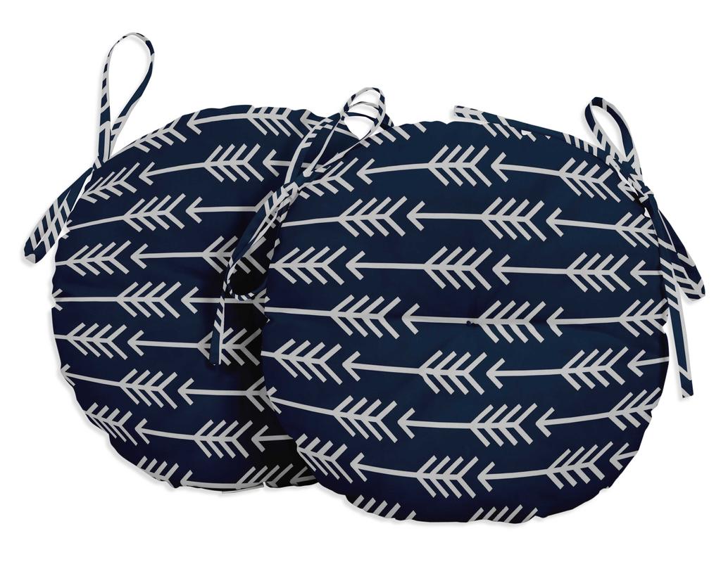 Vargottam Indoor Outdoor Round Bistro Chair Cushions Block Print 15-Inch Bistro Chair Pads Waterproof Seat Chair Cushion For Home
