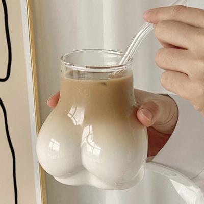 450ML Butt-Shaped Glass Cup Novelty Drinking Glass Funny Body Art