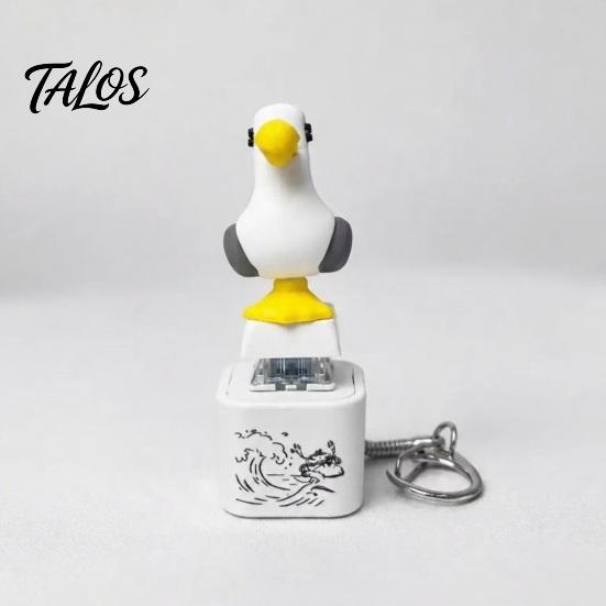 Talos Seagull Frog Sound Button Keychain, Creative Stress Relief Voice Toy with Animal Sounds & LED Light, Rechargeable Squeeze Fidget for Kids Adults