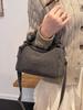 Korean Style Chic Denim Pleated Embroidered Crossbody Bag for Women
