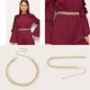 Metal Flexible Gold Waist Chain For Women With Irregular Double Ellipse Shape