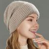 Women's Winter Hat 100% Pure Wool Knitted Satin Line 2 Layer Soft Warm Sleep Cover Beanies Elastic Fashion Slouchy SKi Cap Men