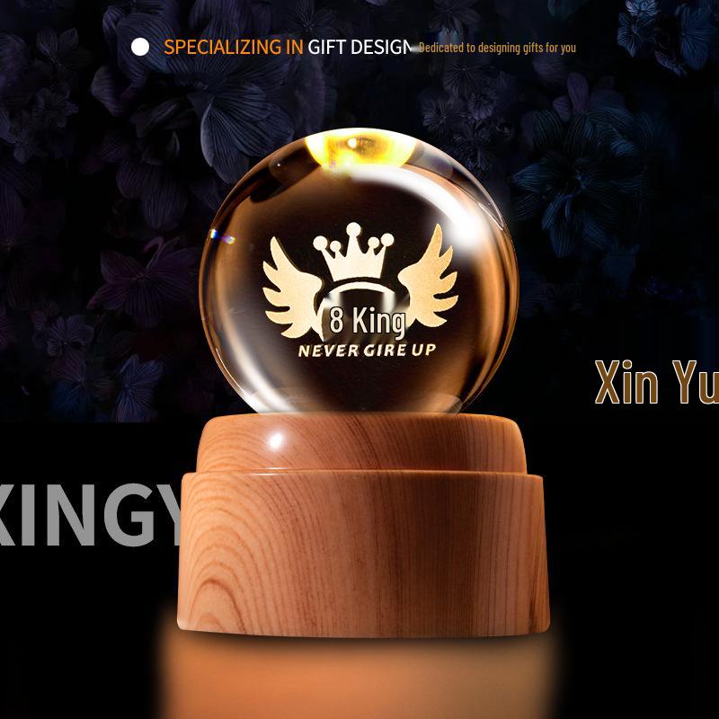Creative Rotating Crystal Ball Night Light: Decorative Craft for Bedroom Atmosphere and Festive Gift.