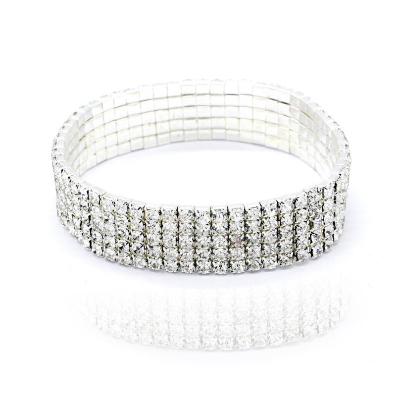 Elegant Full Diamond Bracelet: Ultra Shiny, Elastic Anklet/Bracelet - 1-5 Row Options for Birthdays, Weddings, and Parties