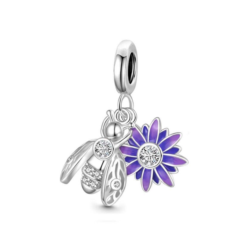 925 Silver Iris Pendant Fit Bracelets  Sunflower Tulip Autumn Pinecone DIY Butterfly Pendant Jewelry Gifts