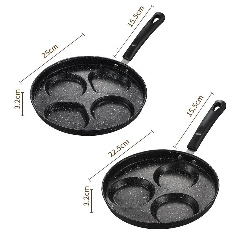 3/4Hole Heart Frying Egg Pot Pan Round Breakfast Maker Anti-scalding Handle Non-stick Cooking Egg Burger Steak Pans Home Tools