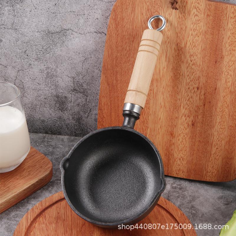 Non-Coated Thick Cast Iron Frying Pan for Eggs - Flat Bottom, Non-stick, Suitable for Induction & Gas Cookers
