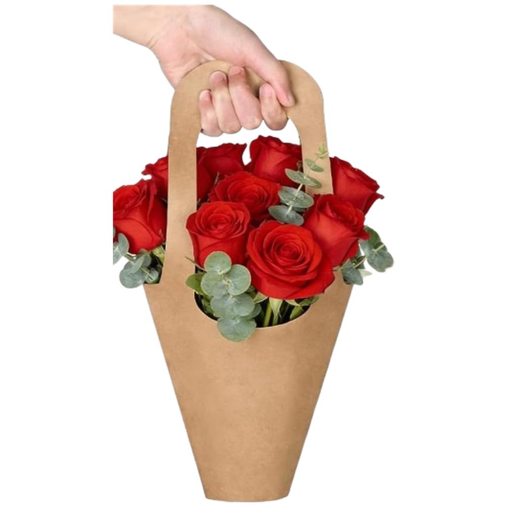 

10pcs or 20pcs Brown Recycled Paper Flower Packaging Bags with Long Handles for Valentine s Day Mother s Day Wedding Gifts