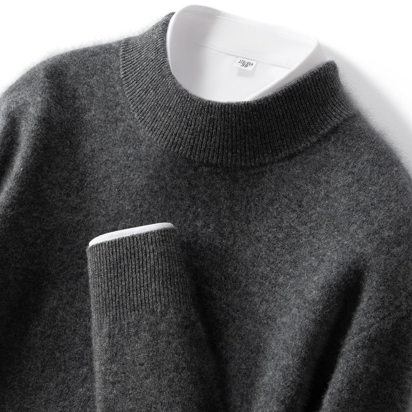 Men s 100% Cashmere Half-High Neck Sweater - Solid Color Pullover Knitwear for Autumn & Winter Small