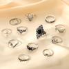 Stylish Carved Elephant Black Knuckle Ring Set