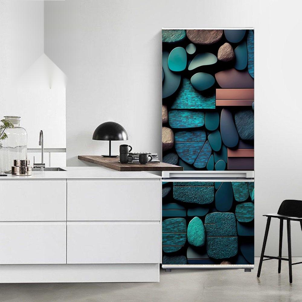 Refrigerator Fridge Cover Fruits Stickers Door Landscape Plant Sea Vinyl Self Adhesive Kitchen Furniture Decor Wrap Freezer Sticker Diy