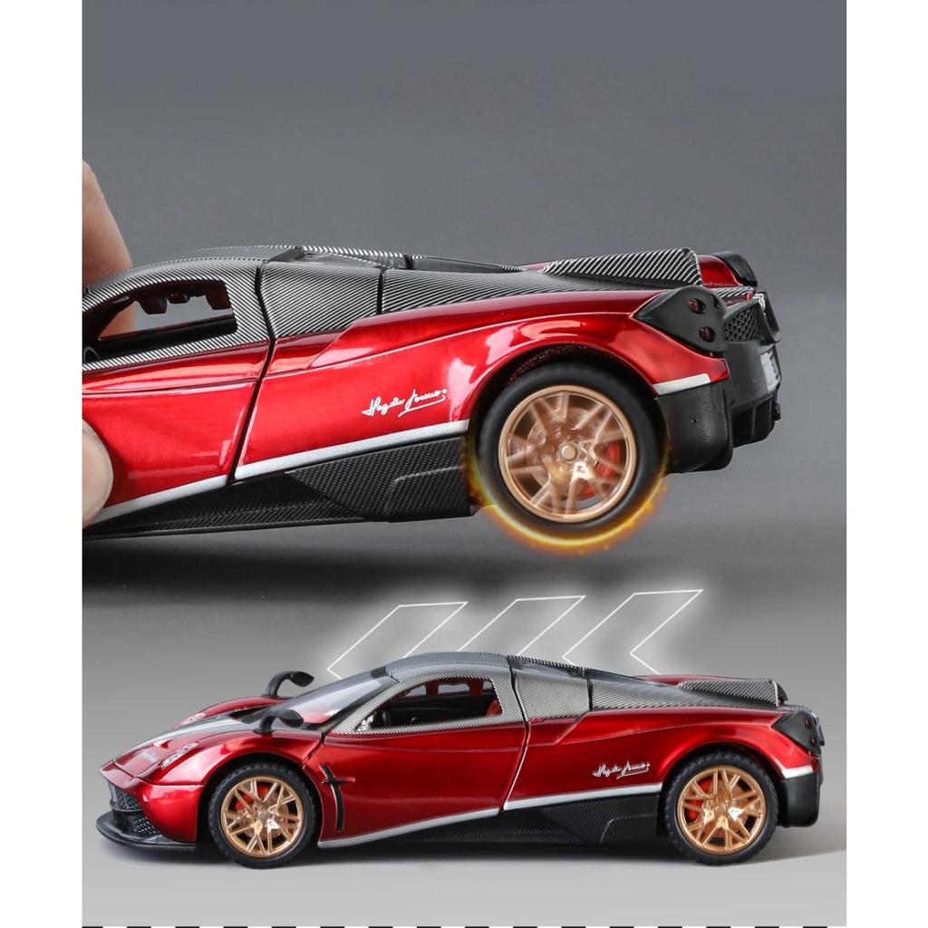 1/32 Pagani Huayra BC Supercar Alloy Muscle Car Model Sound and Light Pull Back Children's Toy Collectibles Birthday Gift