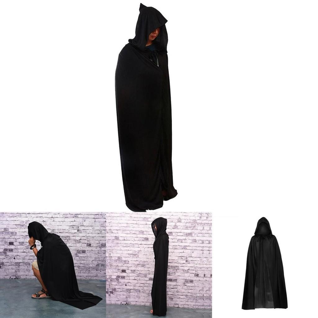 Cape d'Halloween Cosplay Faucheur Vampire Sorcière Magicien Robe Fête Adulte Enfants Cape Légère Noire