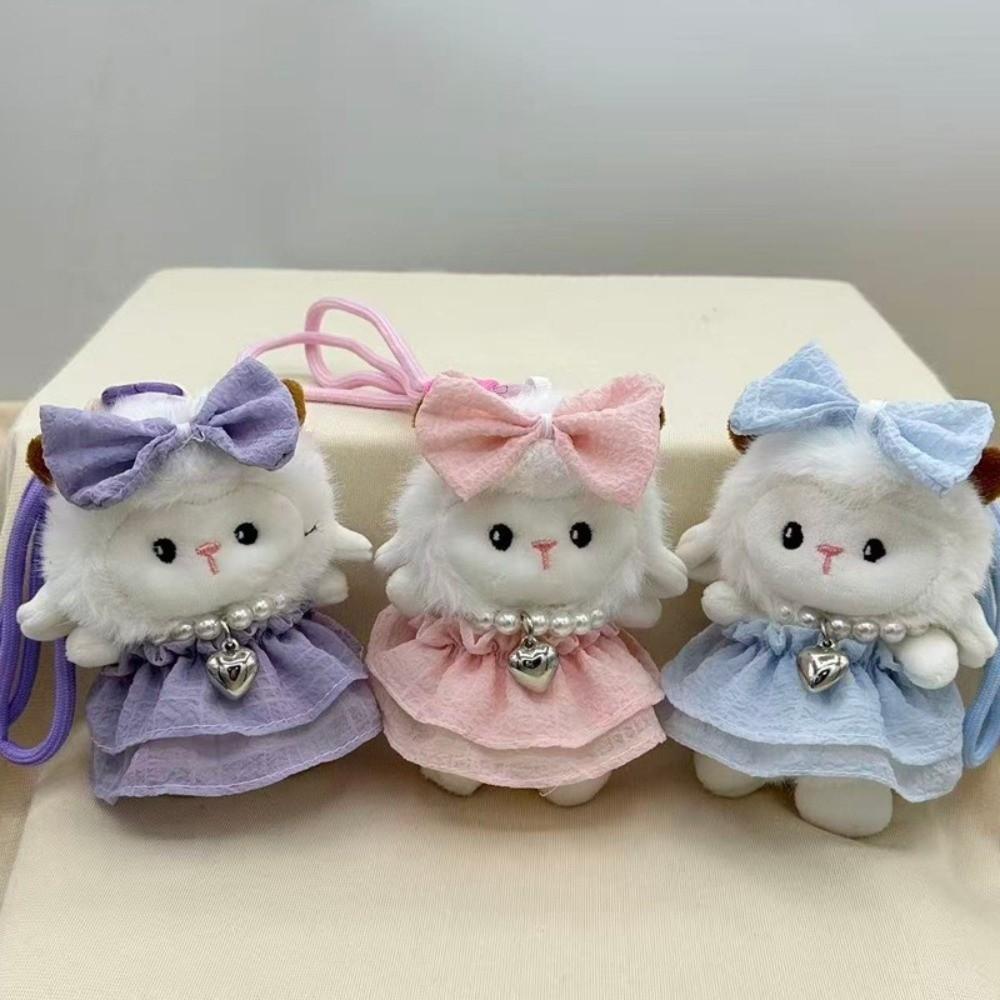 Soft Stuffed Lamb Pendant 12cm Fluffy Animal Keyring Plush Sheep Keychain Chinese New Year Gift