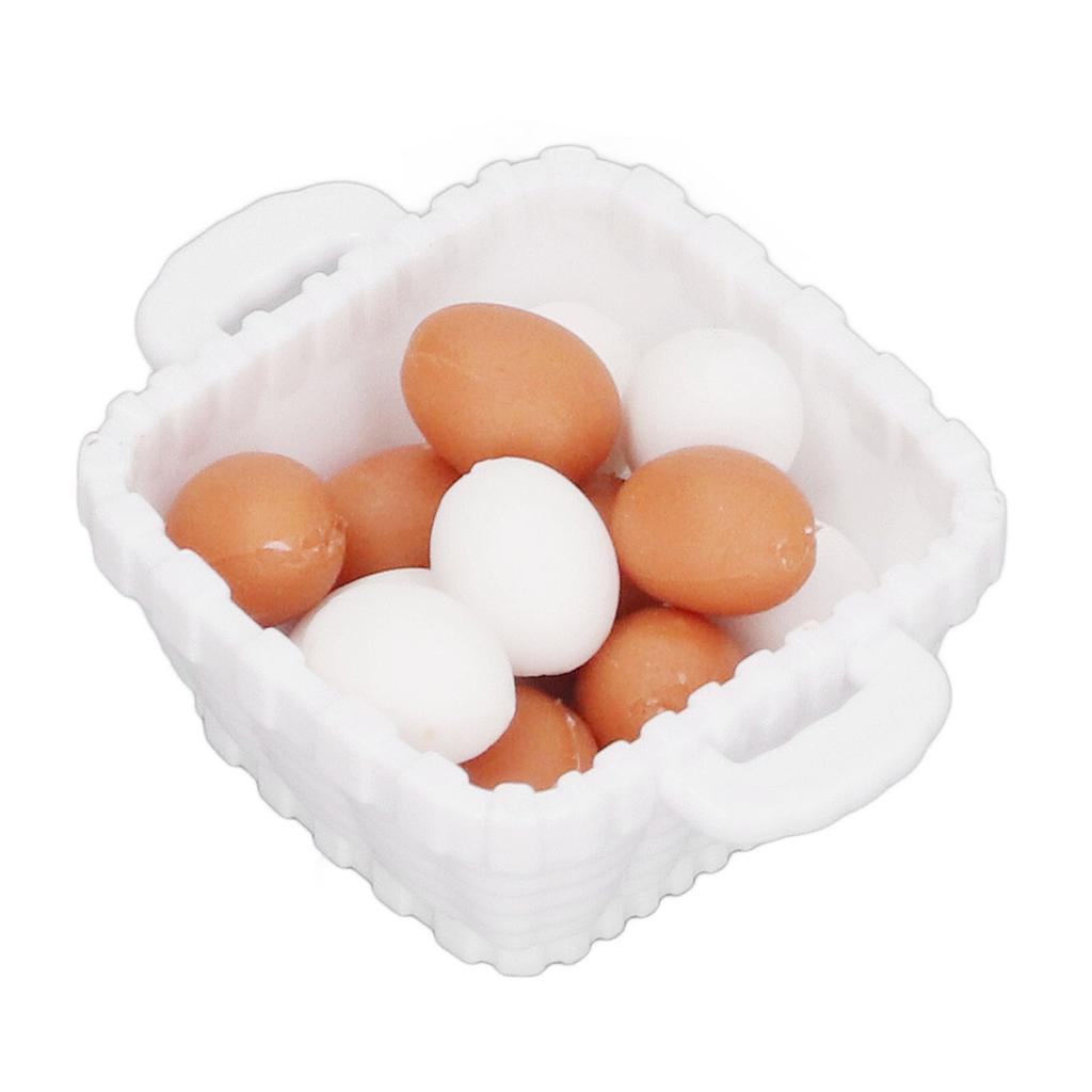 Dollhouse Egg Model 1:12 Scale Plastic Doll House Food Egg Model with Basket for Kids Children