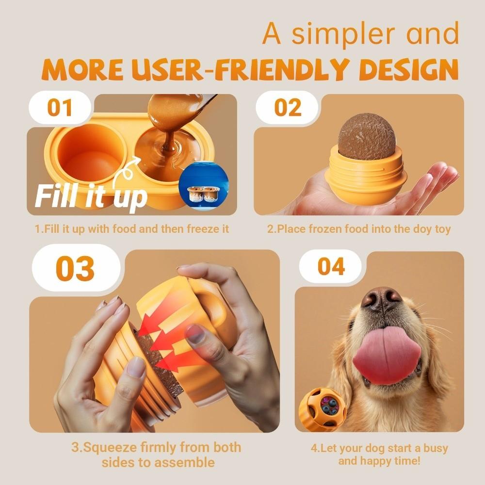 Food-grade Silicone DIY 2-grid Food Mold for Dog Dental Health Durable Puppy Swing Leak Feeder Non-Toxic Easy Clean