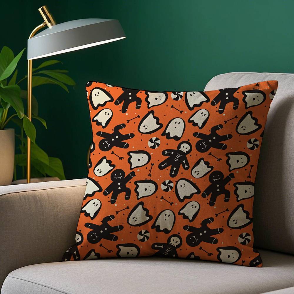 Halloween Ghost Cute Pillow Case Plush Fabric Soft Pillowcase Double Sided Print Sofa Cushion Cover Throw