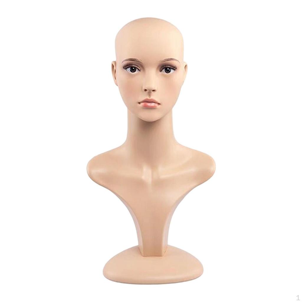 Female Mannequin Head Bust with Shoulder for Home Shop Stylists