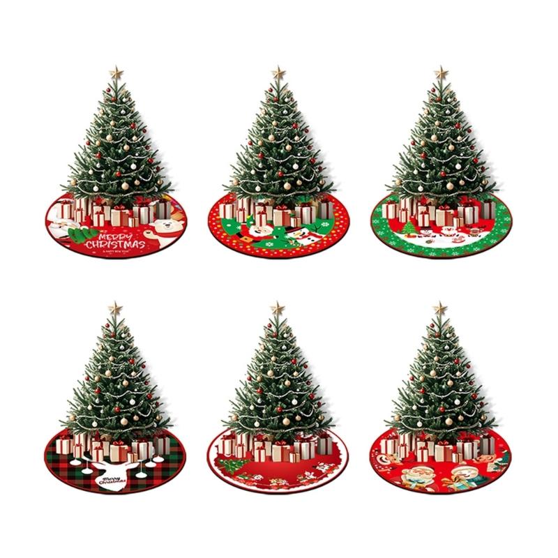Cartoon Christmas Tree Skirt Ornament 35Inch Christmas Tree Mat Machine Washable for Home Holiday Party Decoration