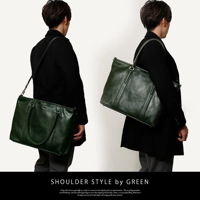 Genuine Leather A4 2way Business Tote Bag [Seeker] SKB-018SD2 Men's (Green)