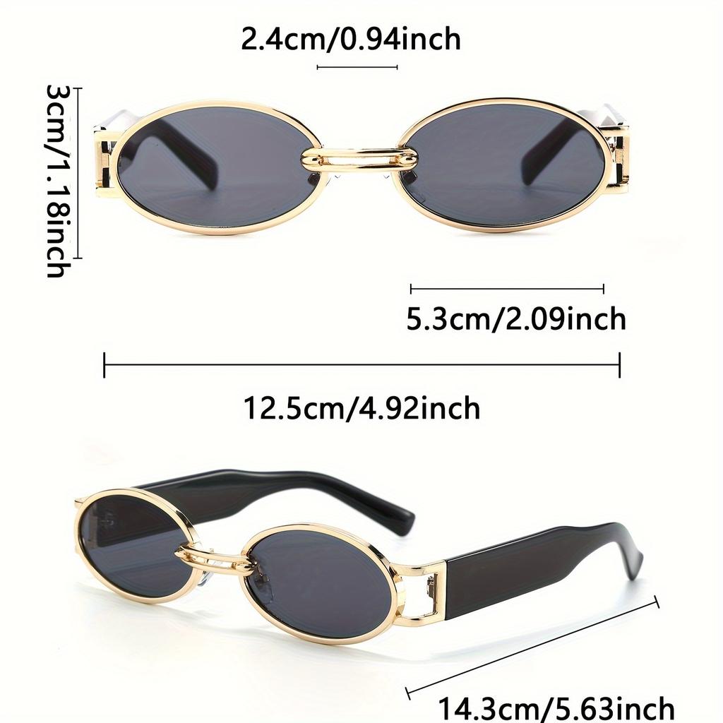 2PCS Classic Fashion Oval Rectangular Metal & Plastic Frame Women Sunglasses For Men Daily Life Shades Eyewear Accessories.