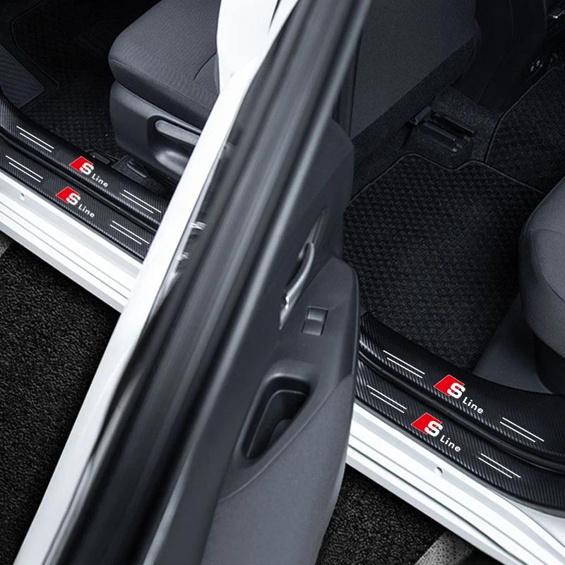 1/4/5Pcs Car Door Sill Scuff Plate Decor Carbon Fiber Stickers For qaz19 Sline A3 A1 A4 B8 B7 A6 C7 A5 A7 A8 B9 B6 C6 Q2 Q3 Q5 Q7