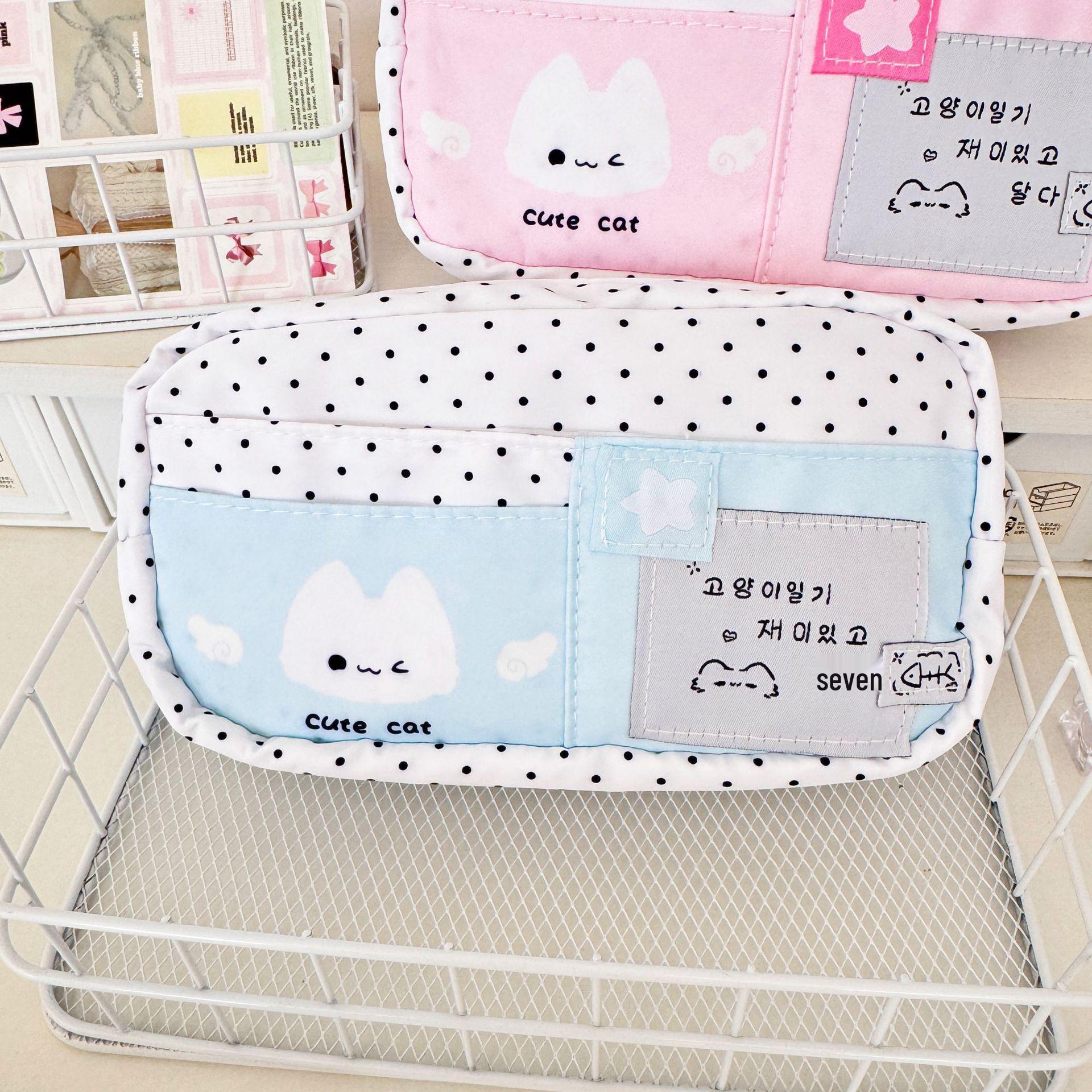 

Luxury Polka Dot Cat Pencil Case Set - High-Value Back-to-School Stationery