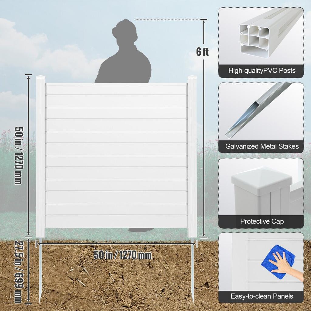 Outdoor Privacy Screens, 50" W x 50" H Air Conditioner Fence, Pool Equipment Enclosure, Horizontal Vinyl Privacy Fence, Perfect to Enclose Trash Can