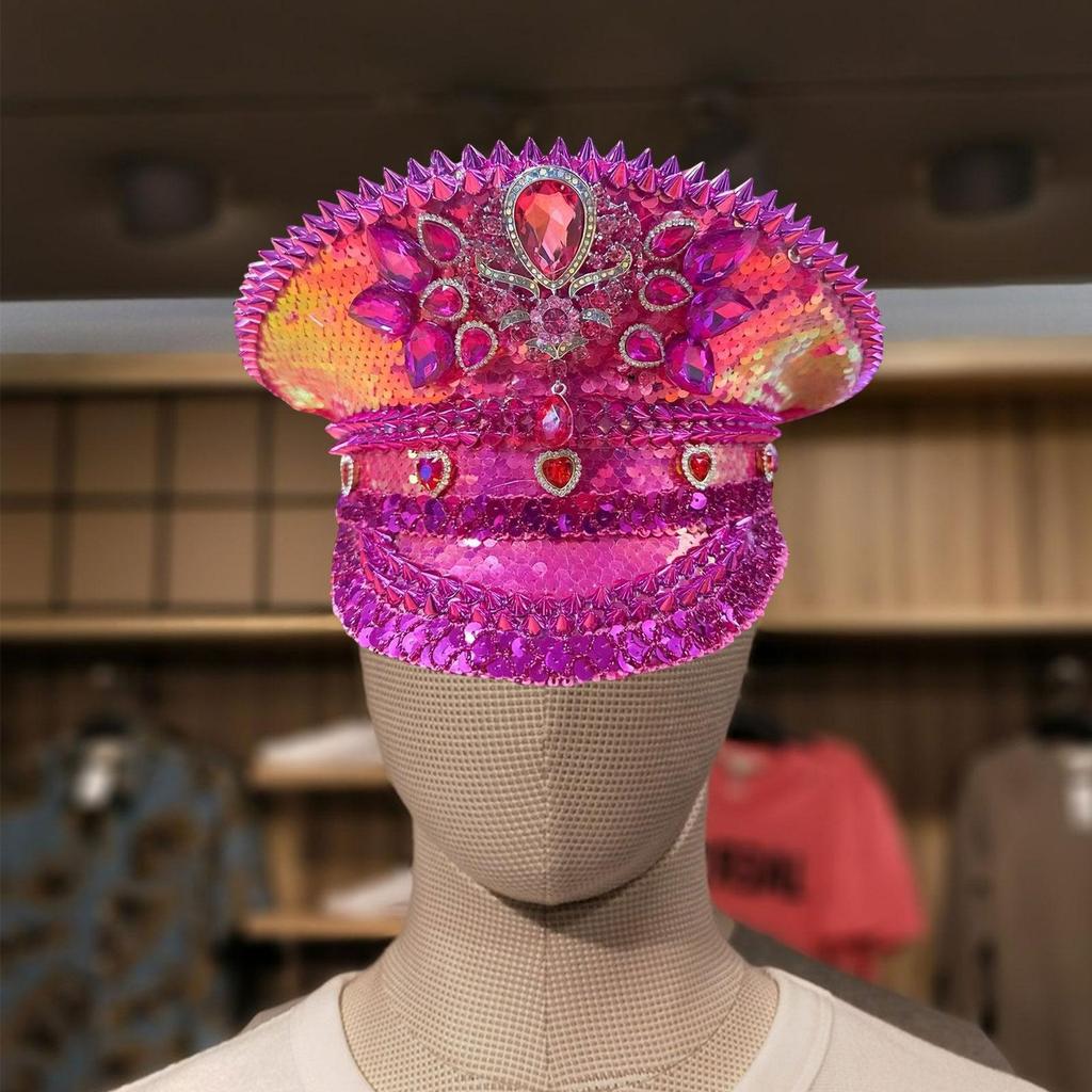 Rhinestones Studs Costume Hat Decor Novelty Gothic Party for Cosplay Events