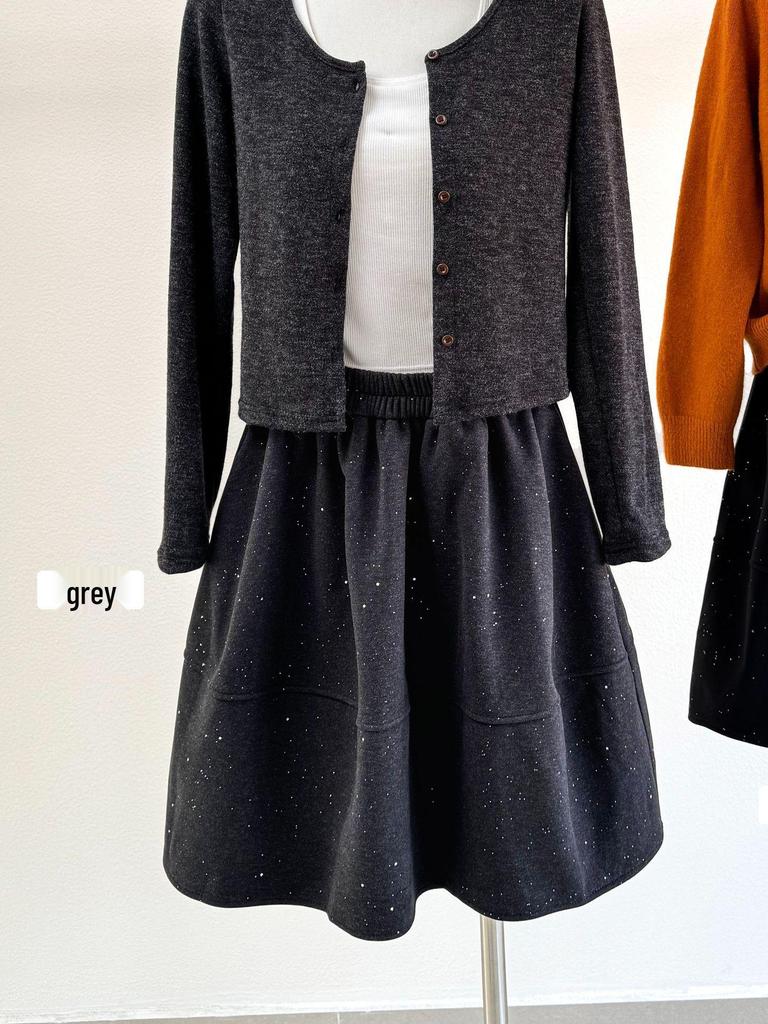 Korean Winter Glitter Sequin Plush Skirt - Mid-Length, Fluffy, Christmas Style 2025