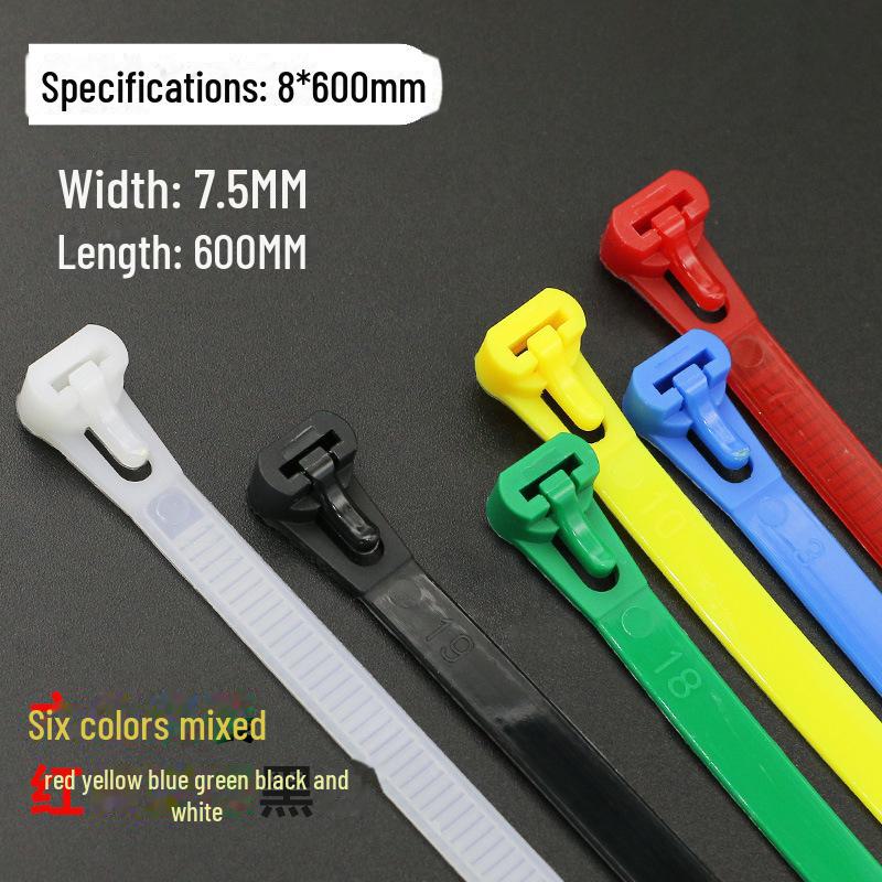 Reusable Nylon Cable Tie with Releasable Buckle - Black & White
