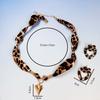 Retro leopard print peach heart necklace earrings set sweater chain jewelry temperament classic jewelry