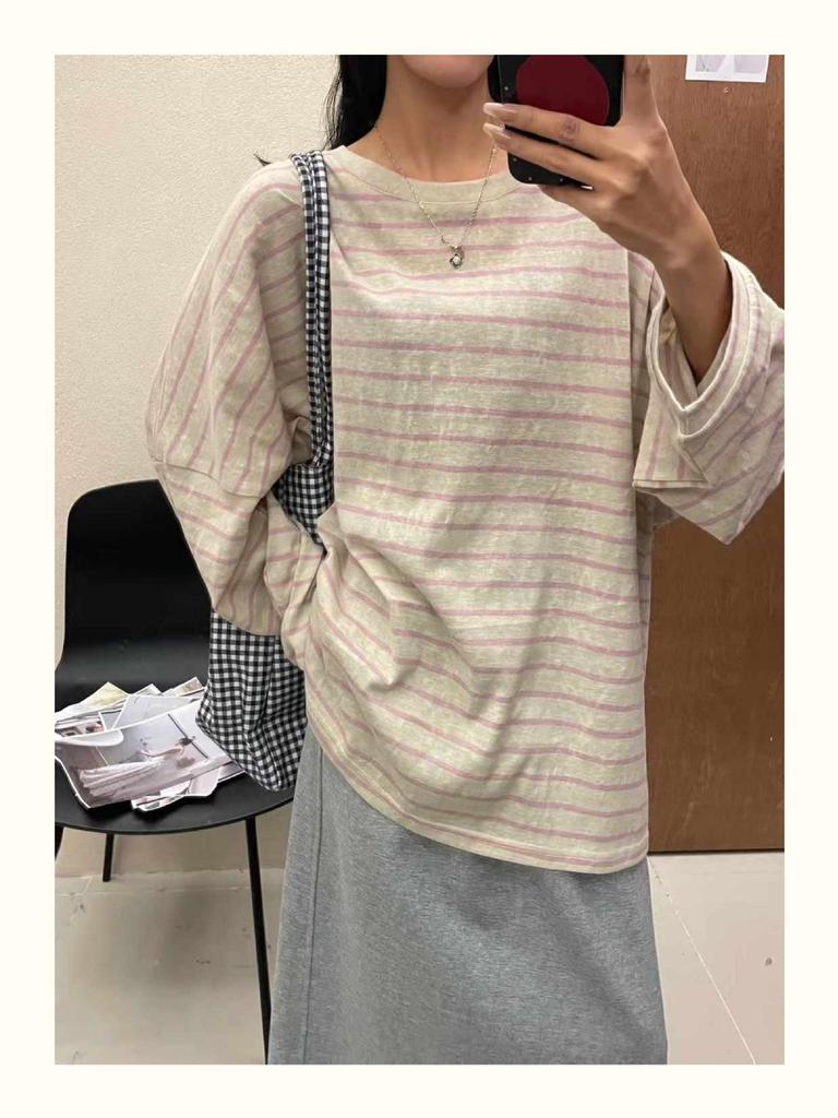 Da 7 Women's Spring Plus Size Korean Striped T-shirt