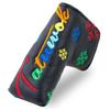 Colorful Embroidered PU Leather Putter Protective Headcover with Magnetic Buckle.